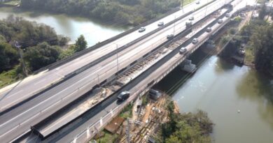 Obra ponte Rio Biguaçu Arteris