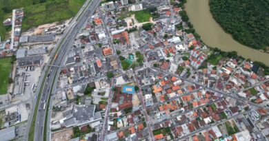 Imagem aérea- região central de Biguaçu